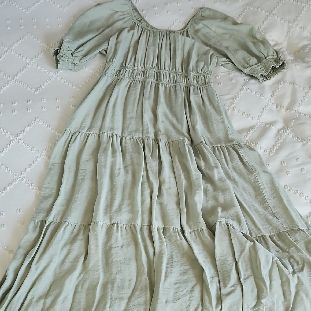 Light Green Tiered Maxi Dress